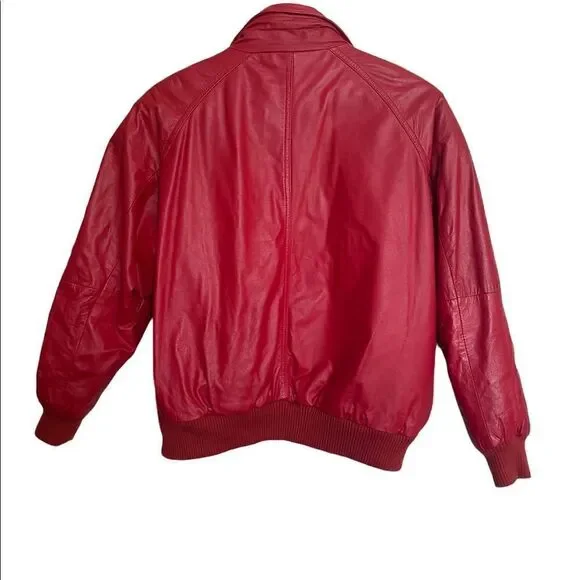 Vintage Red Leather Moto Jacket Size Medium - Picture 5 of 7